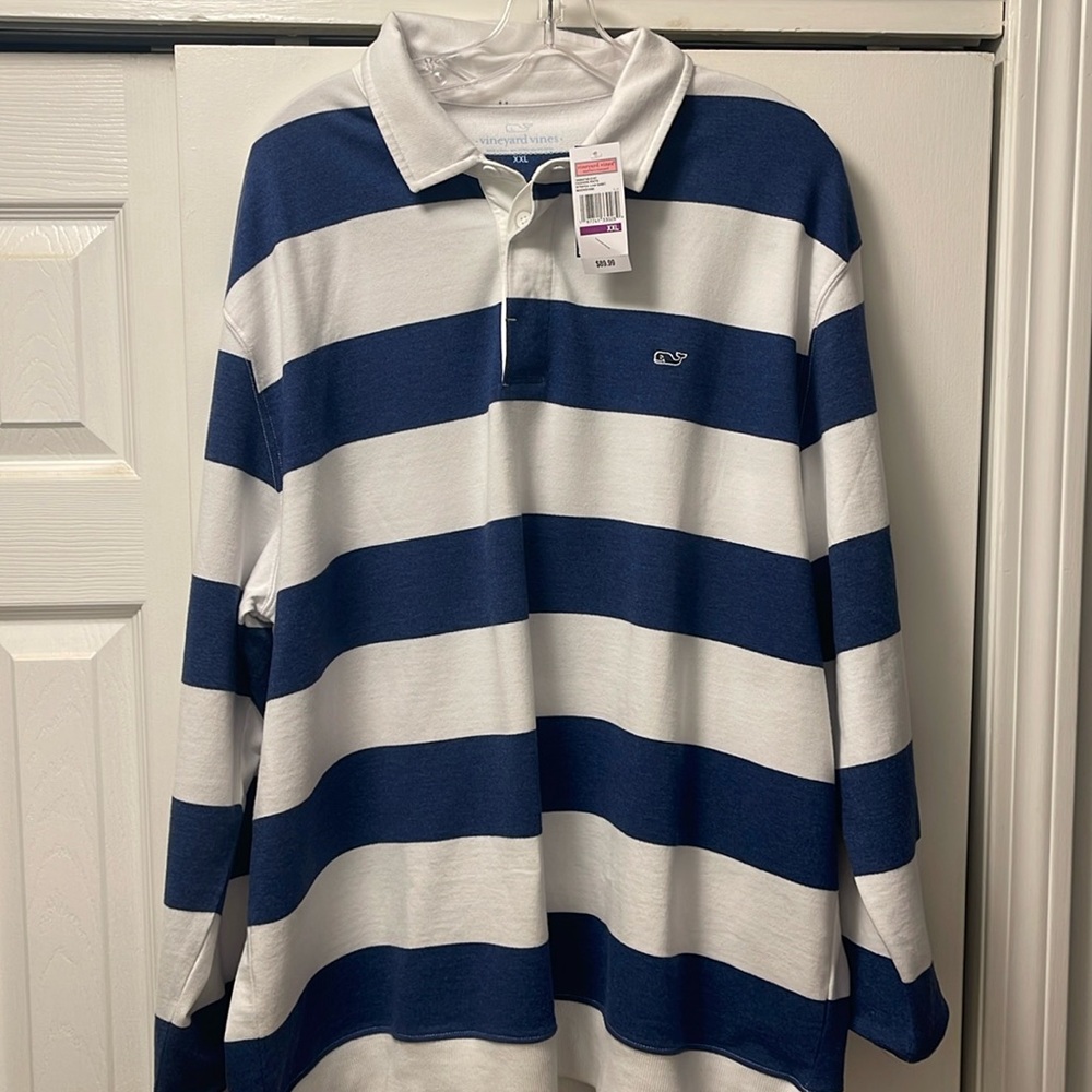 New Vineyard Vines Fashion Knits Striped Cam Shirt Moonshine Mens Size XXL